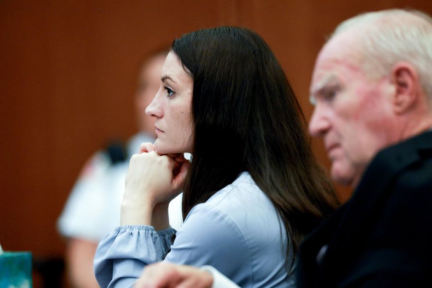 Lindsay Clancy, and her attorney Kevin Reddington , listen to testimony from Rebecca Jollotta, during Clancy's murder trial in Plymouth Mass., on Tuesday Aug. 11, 2026 in Plymouth, Mass. (Jonathan Wiggs/The Boston Globe via AP, Pool)