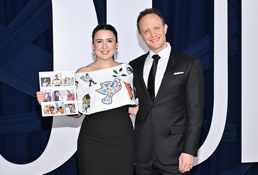Honoree Rachel Griffin Accurso (aka Ms. Rachel) and husband Aron Accurso attend the Glamour Women of the Year Awards at The Plaza Hotel, Nov. 4, 2025, in New York. (Photo by Evan Agostini/Invision/AP, File)