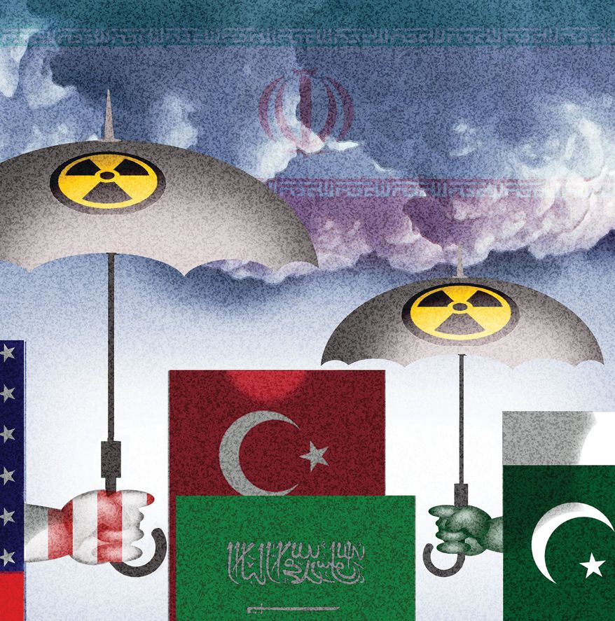 Turkey, Pakistan, Saudi Arabia defense pact against Iran and shutting out the United States of America's nuclear deterrent illustration by Alexander Hunter/The Washington Times
