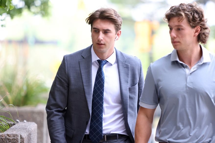 FILE - Michael McLeod is seen arriving at the London Courthouse in London, Ontario, July 24, 2025. (Nicole Osborne/The Canadian Press via AP, File)