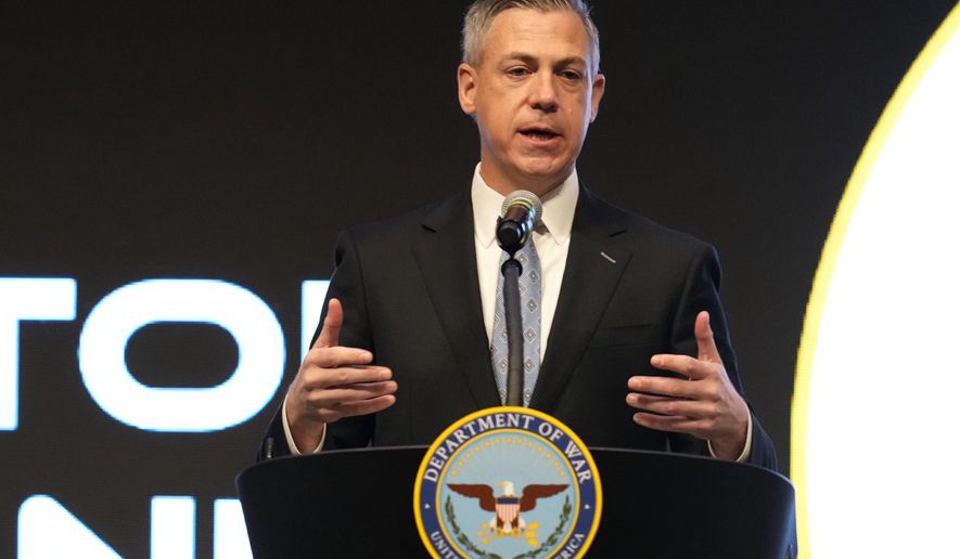 Sen. Jim Banks, R-Ind., speaks during the 4th annual Northeast Indiana Defense Summit at Purdue University Fort Wayne, Wednesday, Nov. 12, 2025, in Fort Wayne, Ind. (AP Photo/Darron Cummings)