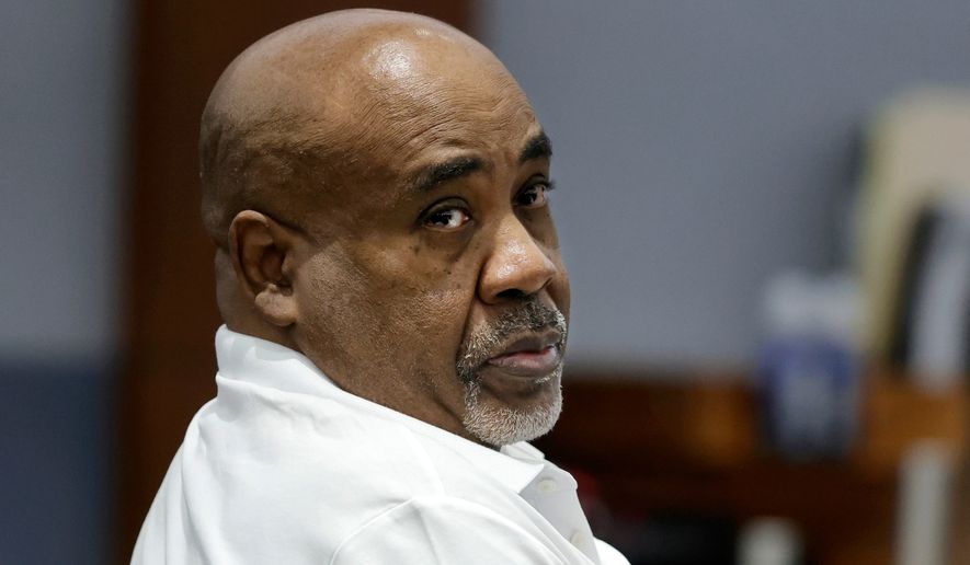 Duane Davis appears in court during the third day of jury selection in his murder trial, related to the 1996 killing of rapper Tupac Shakur, at Clark County District Court Regional Justice Center on Wednesday, Aug. 12, 2026, in Las Vegas. (Steve Marcus/Las Vegas Sun via AP, Pool)