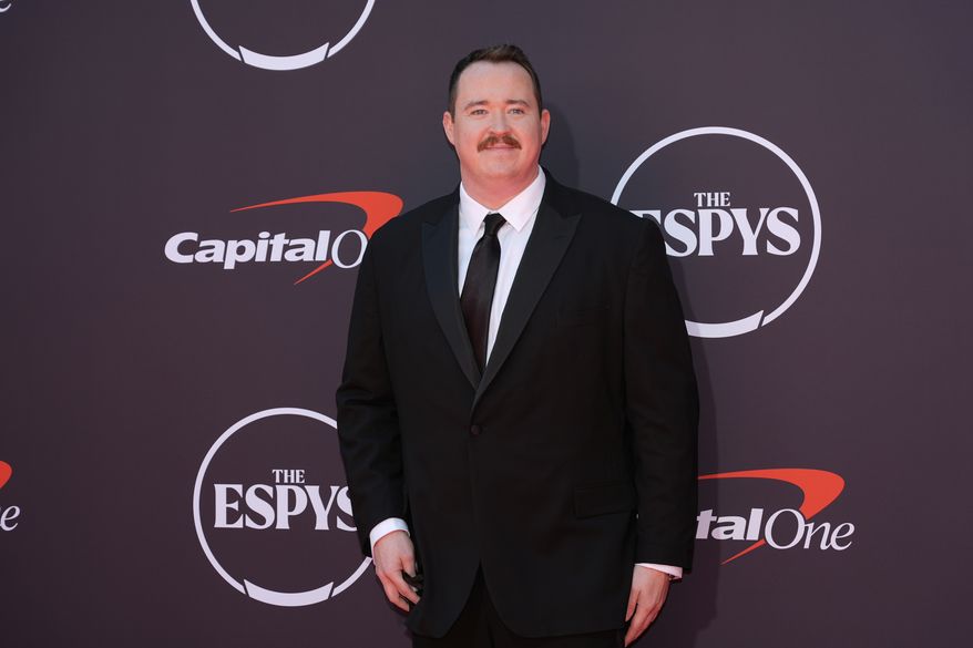 Shane Gillis arrives at the ESPY Awards at the Dolby Theatre in Los Angeles, Wednesday, July 16, 2025. (AP Photo/Chris Pizzello)