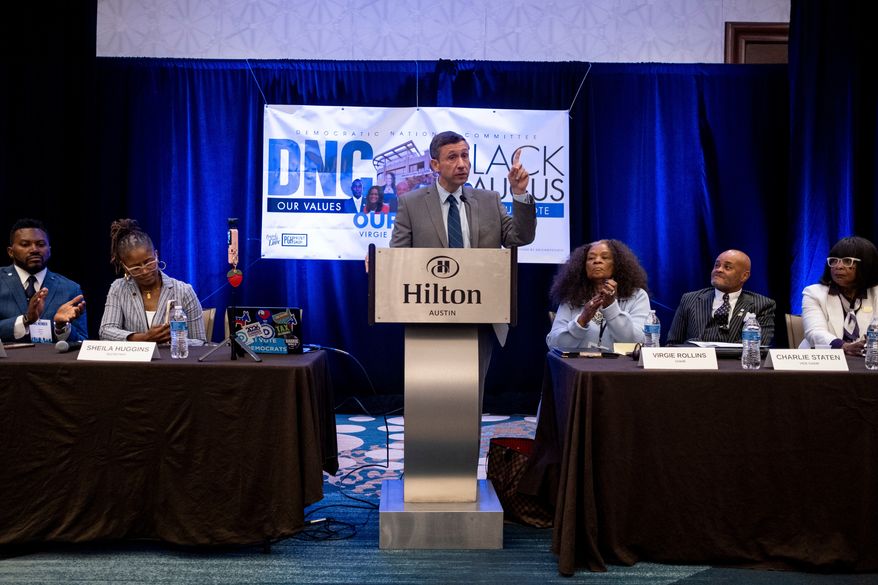 Democratic National Committee Chair Ken Martin speaks during the Black Caucus meeting as part of the DNC Summer Meeting, Thursday, Aug. 13, 2026, in Austin, Texas. (AP Photo/Joel Angel Juarez) **FILE**