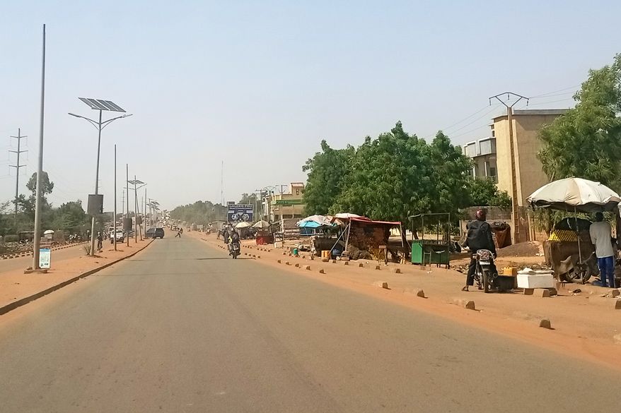 Motorcyclists ride along a street in Niamey, Niger, Thursday, June 18, 2026. (AP Photo, File)