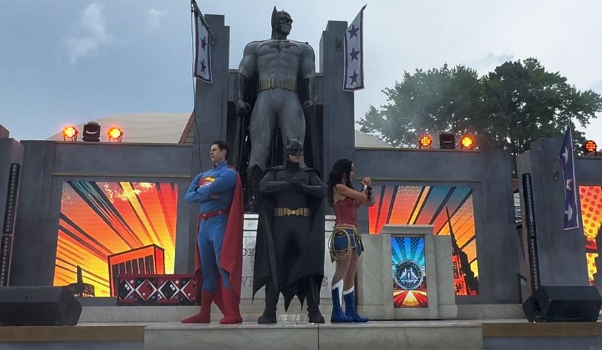 Superman, Batman and Wonder Woman at Six Flags Great Adventure's DC Heroes and Villains Fest (Photograph by Jacquie Kubin / Special to The Washington Times)