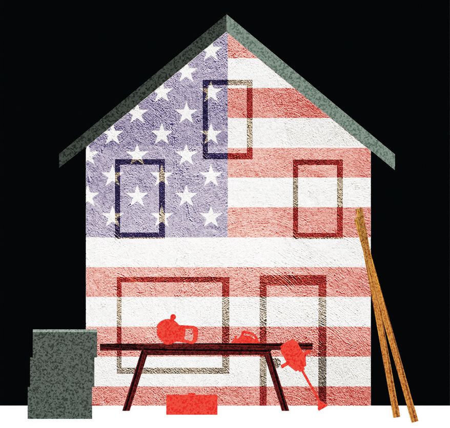 Building houses (housing and construction industries) in the United States of America illustration by Alexander Hunter/The Washington Times