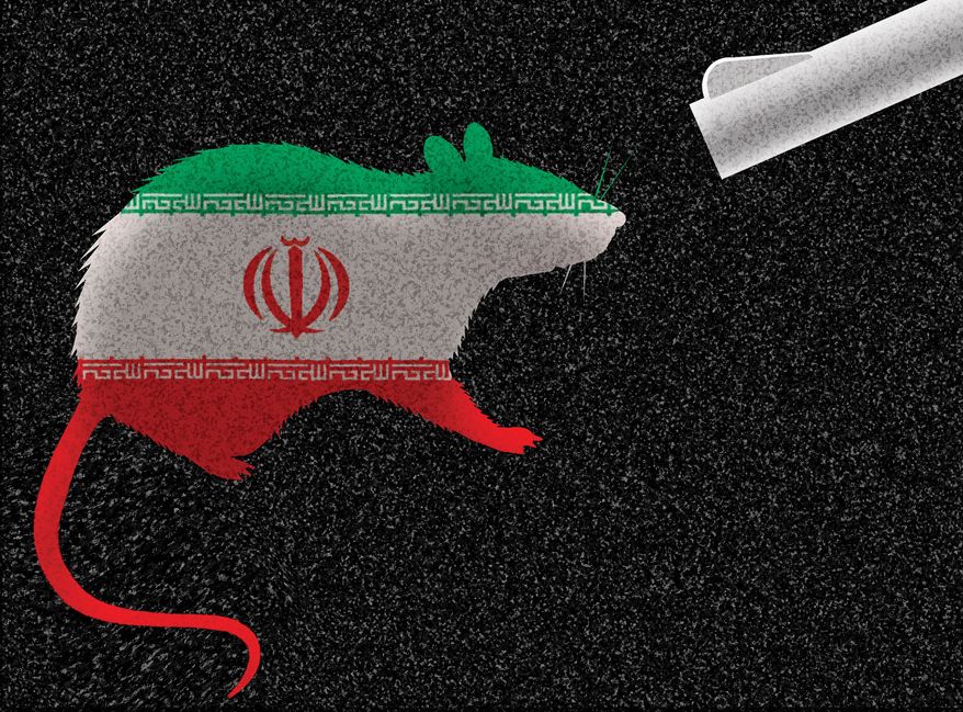 The United States of America's war with Iran illustration by Alexander Hunter/The Washington Times