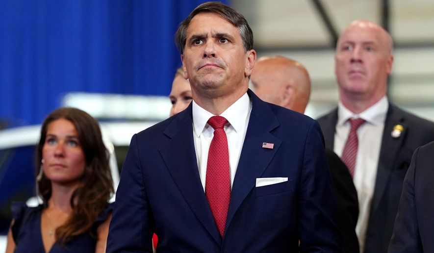 Attorney General Todd Blanche listens as President Donald Trump speaks at the David Mack Center for Training and Intelligence, Friday, Aug. 14, 2026, in Garden City, N.Y. (AP Photo/Julia Demaree Nikhinson)