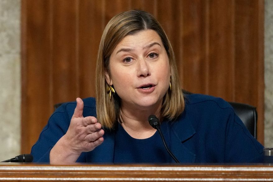 Sen. Elissa Slotkin, D-Mich., speaks during a hearing at the Capitol in Washington, Jan. 14, 2025. (AP Photo/Ben Curtis, File)