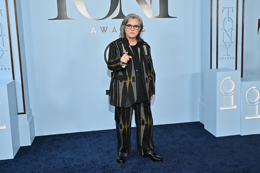 Rosie O'Donnell arrives at the 79th Tony Awards on Sunday, June 7, 2026, at Radio City Music Hall in New York. (Photo by Evan Agostini/Invision/AP)