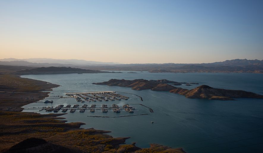 Boats are moored at a marina on Lake Mead at the Lake Mead National Recreation Area near Boulder City, Nev., on Tuesday, June 30, 2026. (AP Photo/John Locher) **FILE**