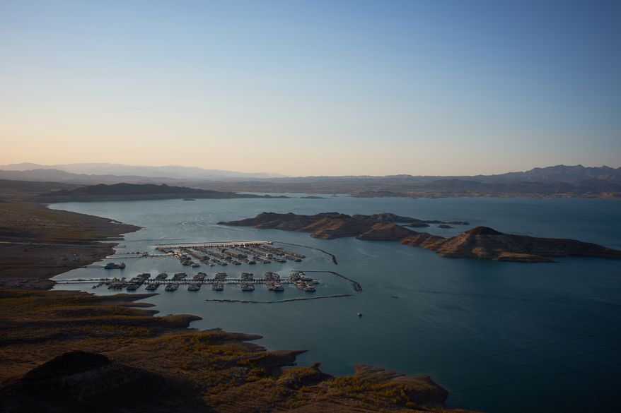 Boats are moored at a marina on Lake Mead at the Lake Mead National Recreation Area near Boulder City, Nev., on Tuesday, June 30, 2026. (AP Photo/John Locher) **FILE**