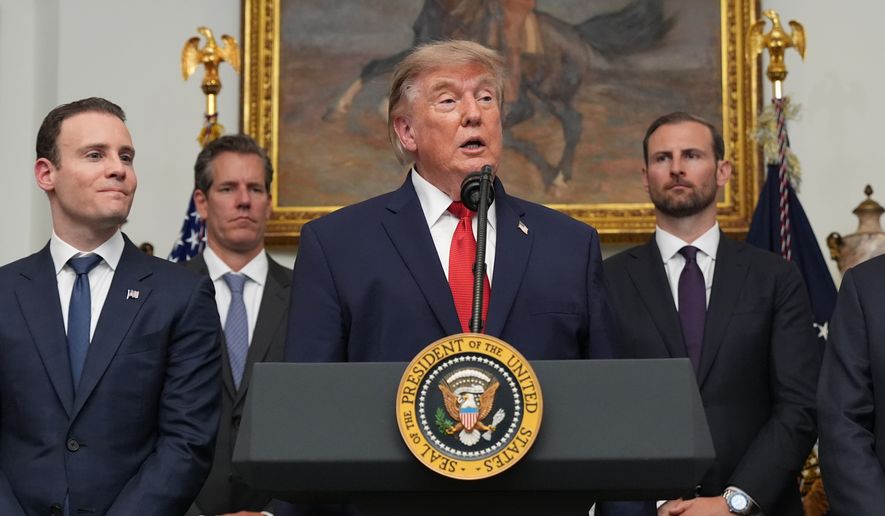 President Donald Trump speaks during a meeting with technology leaders in the Roosevelt Room of the White House, Wednesday, Aug. 19, 2026, in Washington. (AP Photo/Jacquelyn Martin)