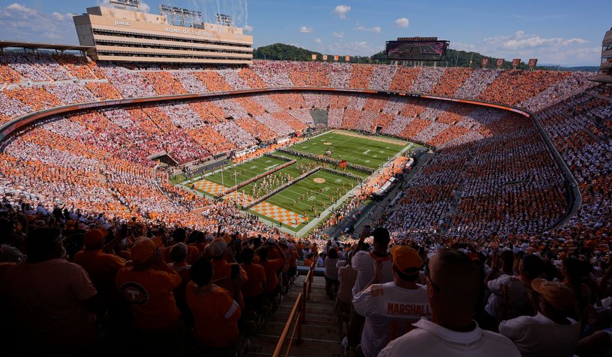 FILE - Tennessee runs onto the field before an NCAA college football game against Georgia, Sept. 13, 2025, in Knoxville, Tenn. (AP Photo/George Walker IV, File)