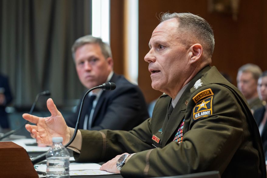 Gen. Christopher LaNeve, vice chief of staff of the Army, testifies at the Capitol in Washington, May 19, 2026. (AP Photo/J. Scott Applewhite, File)