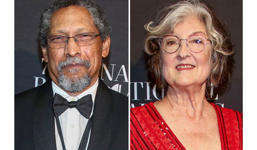 Authors Percival Everett, left, and Barbara Kingsolver appear at the 75th National Book Awards ceremony in New York on Nov. 20, 2024. (Photos by Andy Kropa/Invision/AP)