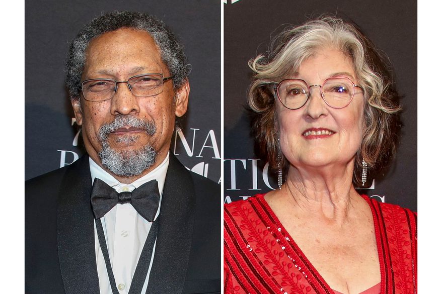 Authors Percival Everett, left, and Barbara Kingsolver appear at the 75th National Book Awards ceremony in New York on Nov. 20, 2024. (Photos by Andy Kropa/Invision/AP)