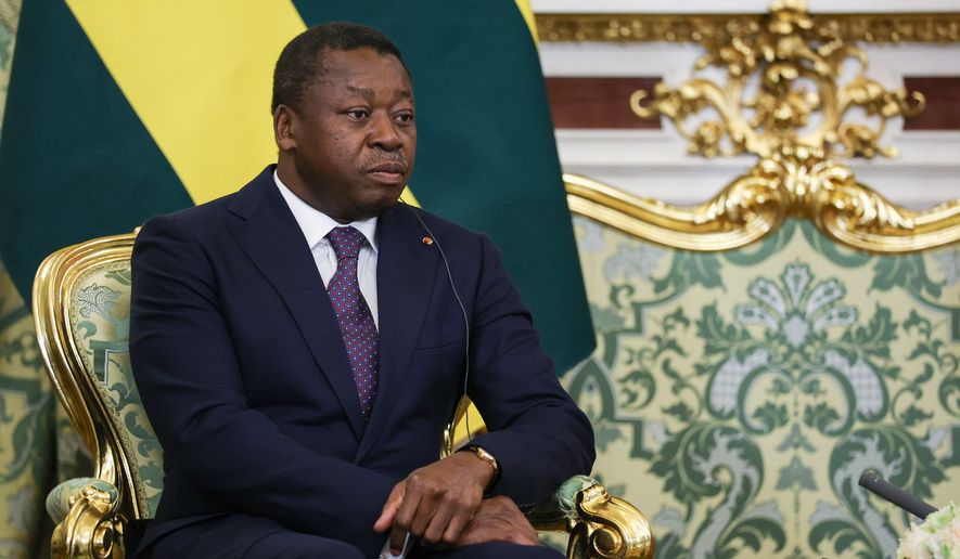 FILE - Togo's President of the Council of Ministers Faure Gnassingbe attends the talks with Russia's President Vladimir Putin at the Kremlin in Moscow, Russia, Wednesday, Nov. 19, 2025. (Ramil Sitdikov/Pool Photo via AP, File)