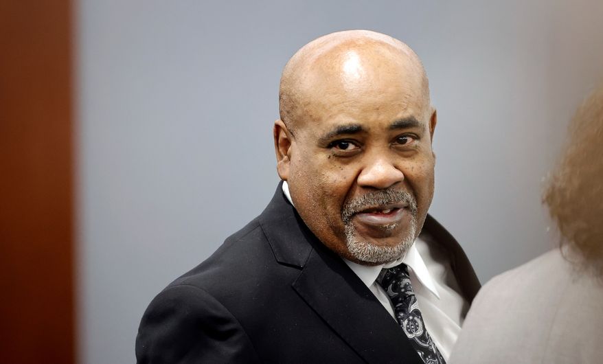 Duane Davis appears in court during his murder trial, related to the 1996 killing of rapper Tupac Shakur, in Clark County District Court at the Regional Justice Center in Las Vegas, Thursday, Aug. 20, 2026. (Steve Marcus/Pool Photo via AP)