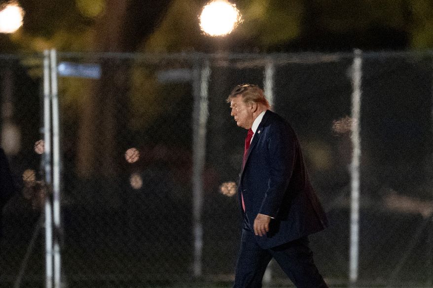 President Donald Trump walks on the Ellipse as he arrives on Marine One near the White House, Friday, Aug. 21, 2026, in Washington. (AP Photo/Manuel Balce Ceneta)