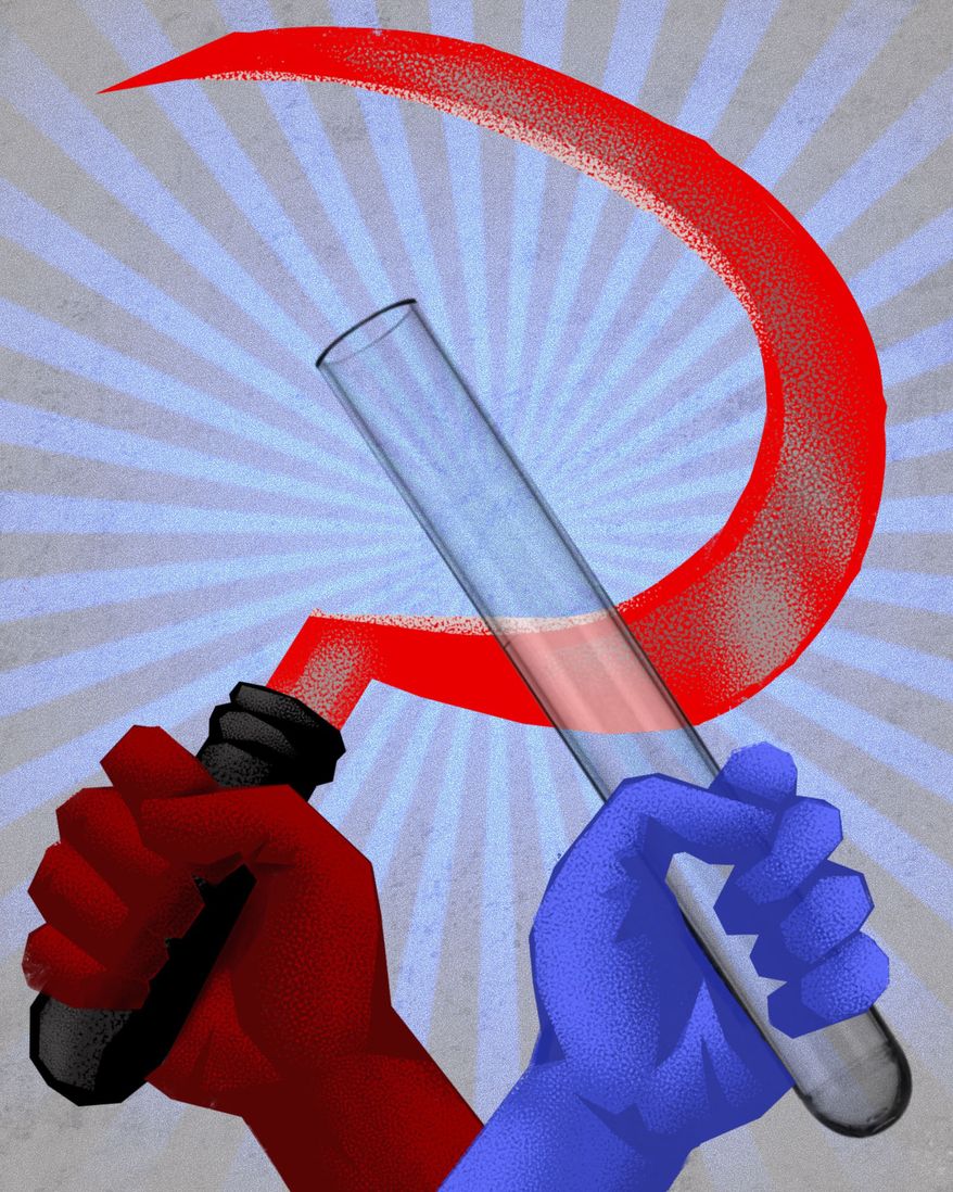 Socialism' hatred of God and science illustration by Linas Garsys / The Washington Times