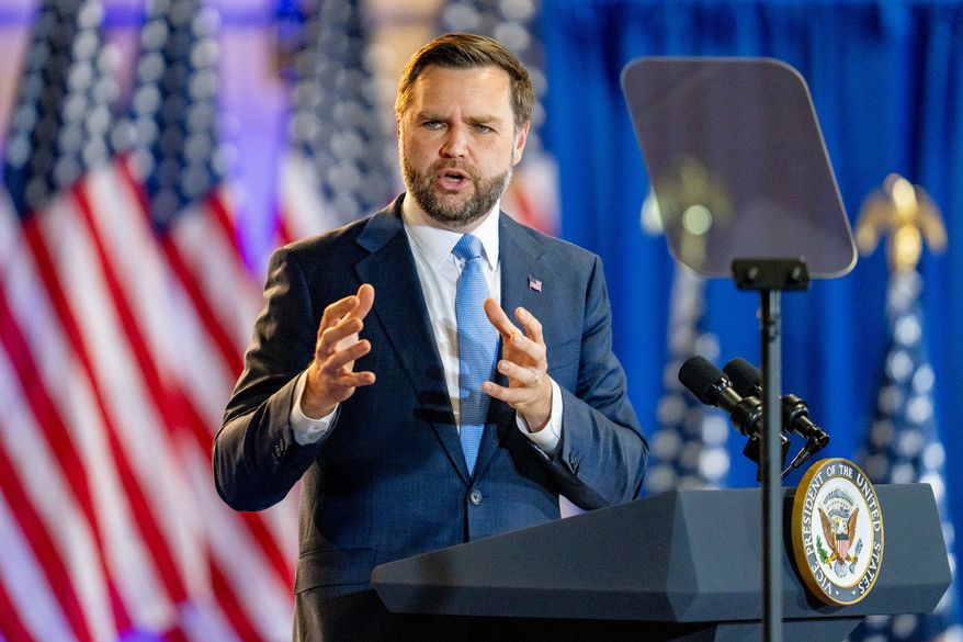 Vice President JD Vance speaks during a visit to Compotech, a composite technology company, Monday, Aug. 24, 2026, in Brewer, Maine. (AP Photo/Gabe Souza)
