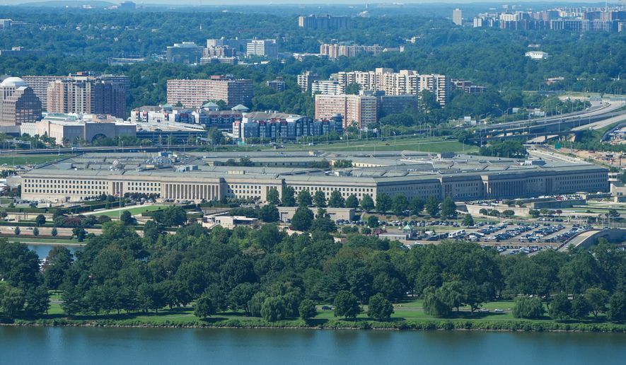 The Pentagon is seen from the Washington Monument, Wednesday, Aug. 19, 2026, in Washington. (AP Photo/Alex Brandon)