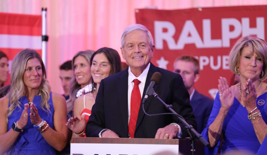 U.S. Rep. Ralph Norman, R-S.C., speaks to supporters after losing the special U.S. Senate runoff on Tuesday, Aug. 25, 2026, in Rock Hill, S.C. (AP Photo/Jeffrey Collins)