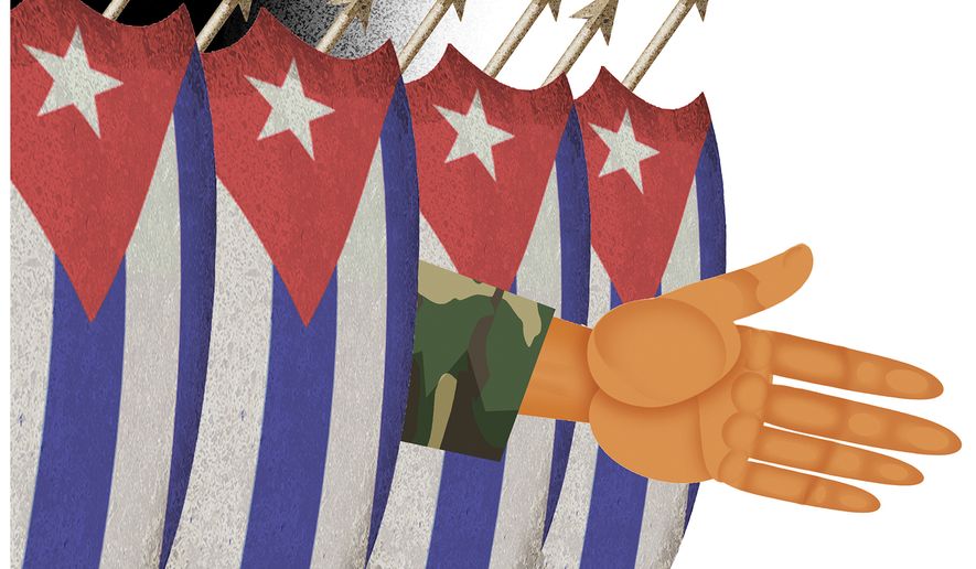 No deals with Cuba's 'praetorian guard.' Illustration by Alex Hunter of The Washington Times