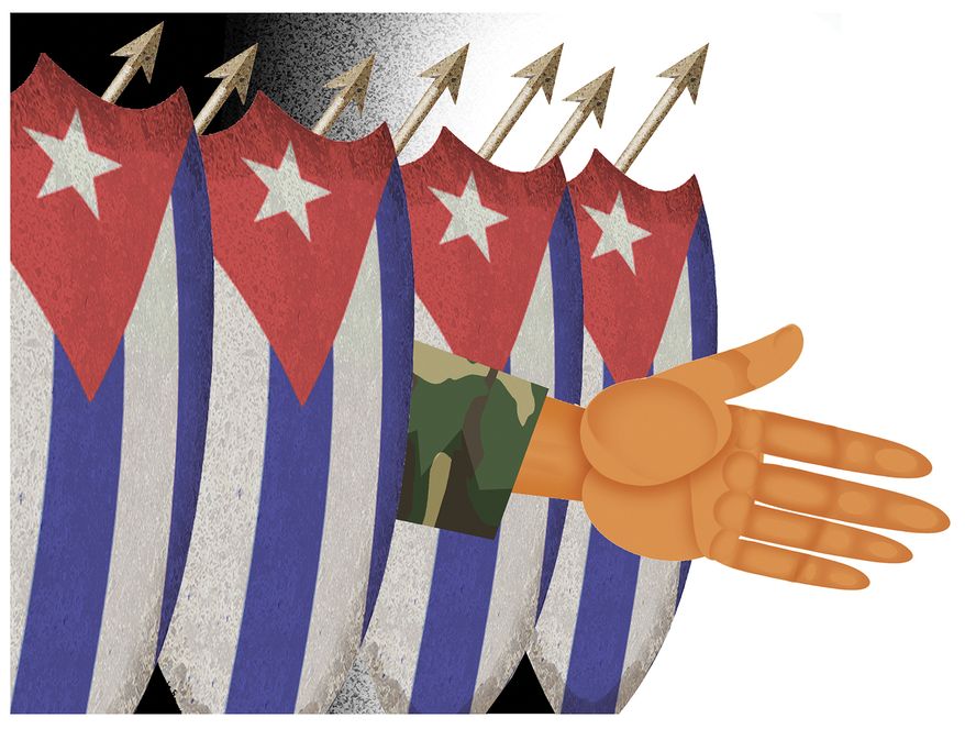 No deals with Cuba's 'praetorian guard.' Illustration by Alex Hunter of The Washington Times