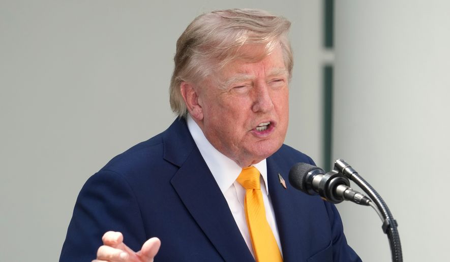 President Donald Trump speaks during a back to school event in the Rose Garden of the White House, Monday, Aug. 24, 2026, in Washington. (AP Photo/Alex Brandon)