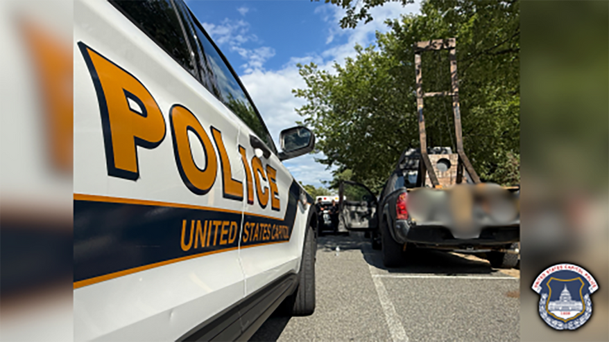 The United States Capitol Police seized a guillotine, which was spotted in the bed of a pickup truck along the 100 block of East Capitol Street. (USCP photograph)