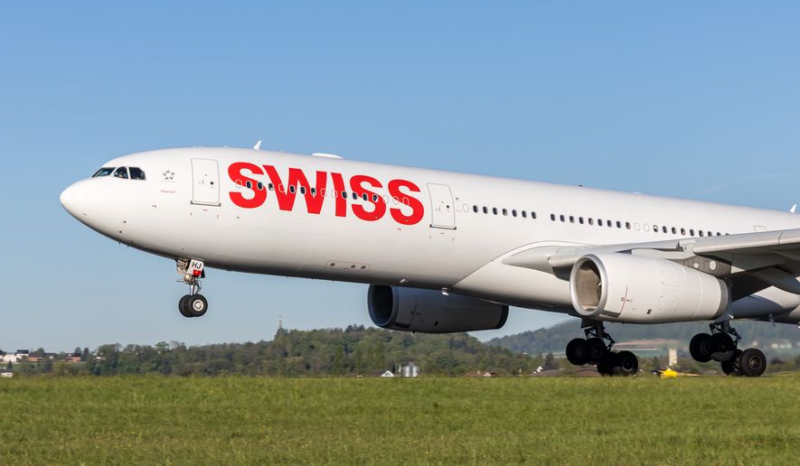 Swiss Airbus A330-300 airplane at Zurich Airport in Switzerland. File photo credit: Markus Mainka via Shutterstock.