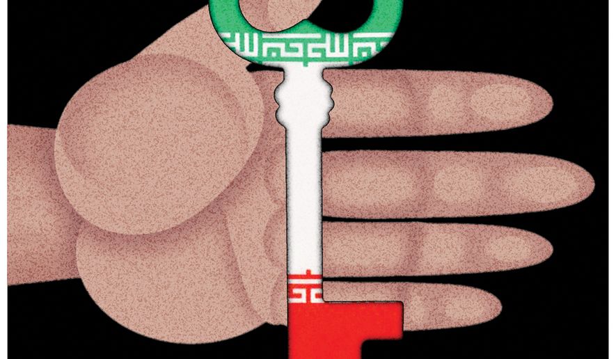 Iran's future cannot be made in Washington. Illustration by Alex Hunter of The Washington Times