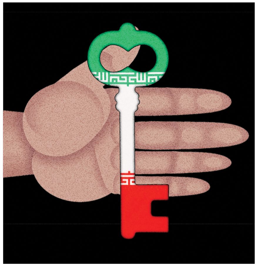 Iran's future cannot be made in Washington. Illustration by Alex Hunter of The Washington Times