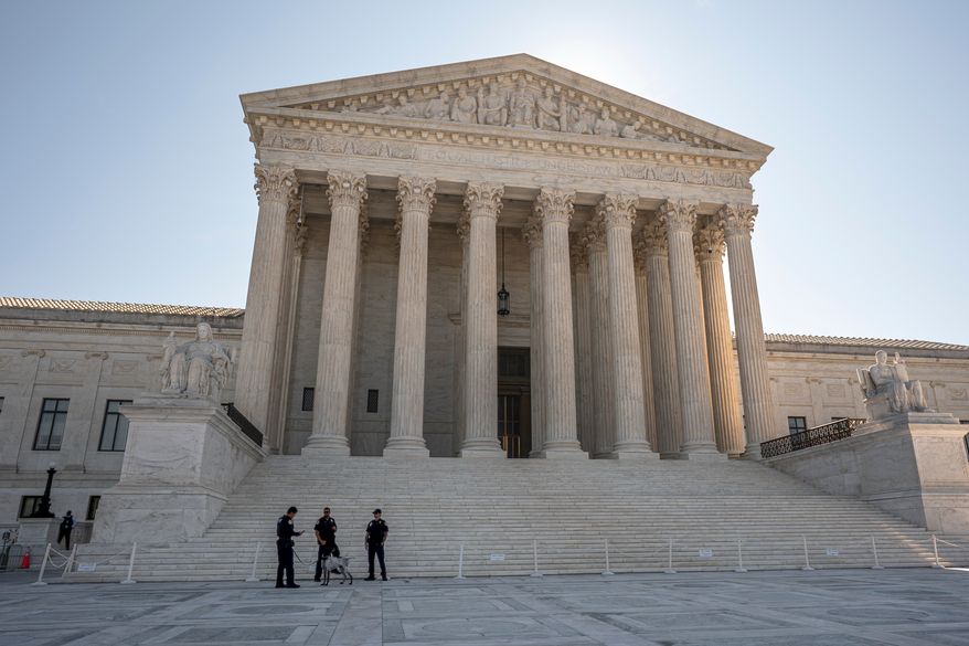 FILE: The Supreme Court is seen on in the morning on Capitol Hill in Washington, Tuesday, Aug. 25, 2026. (AP Photo/J. Scott Applewhite)