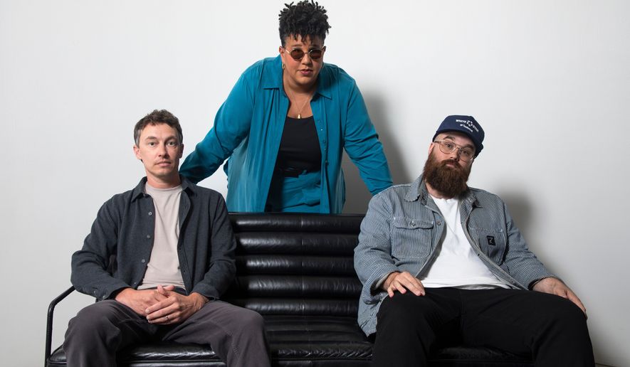 Heath Fogg, from left, Brittany Howard and Zac Cockrell, of the Alabama Shakes, pose for a portrait in New York on Saturday, June 27, 2026. (Photo by Andy Kropa/Invision/AP)