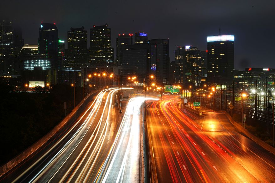 FILE - Traffic moves along Interstate 76 ahead of the Memorial Day holiday weekend in Philadelphia, May 22, 2025. (AP Photo/Matt Rourke, File)