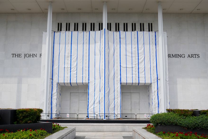 The exterior of the Kennedy Center is seen, Thursday, Aug. 27, 2026 in Washington. (Photo/Pablo Martinez Monsivais)