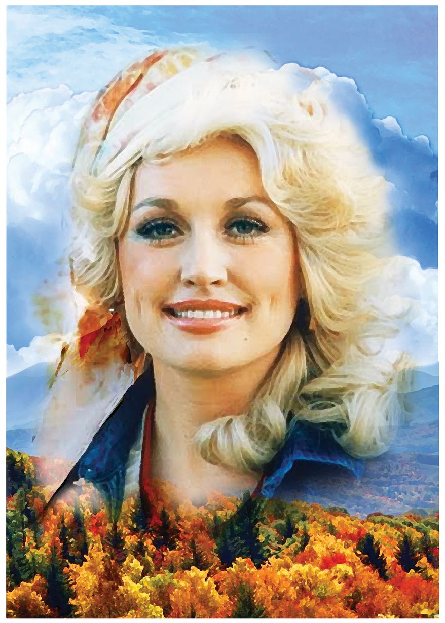 The indefatigable Dolly Parton. Illustration by Alex Hunter of The Washington Times.