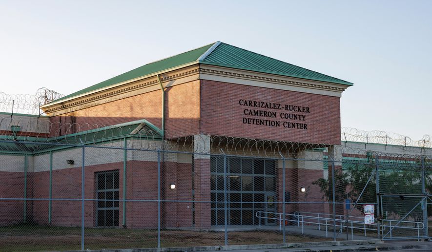 The Carrizalez-Rucker Cameron County Detention Center, where Immigration and Customs Enforcement Officer Christian Castro was held, is shown in Brownsville, Texas, on Thursday, Aug. 27, 2026. (AP Photo/Michael Gonzalez)