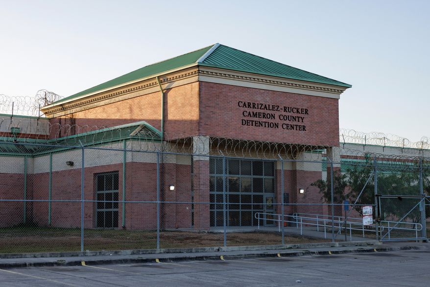 The Carrizalez-Rucker Cameron County Detention Center, where Immigration and Customs Enforcement Officer Christian Castro was held, is shown in Brownsville, Texas, on Thursday, Aug. 27, 2026. (AP Photo/Michael Gonzalez)