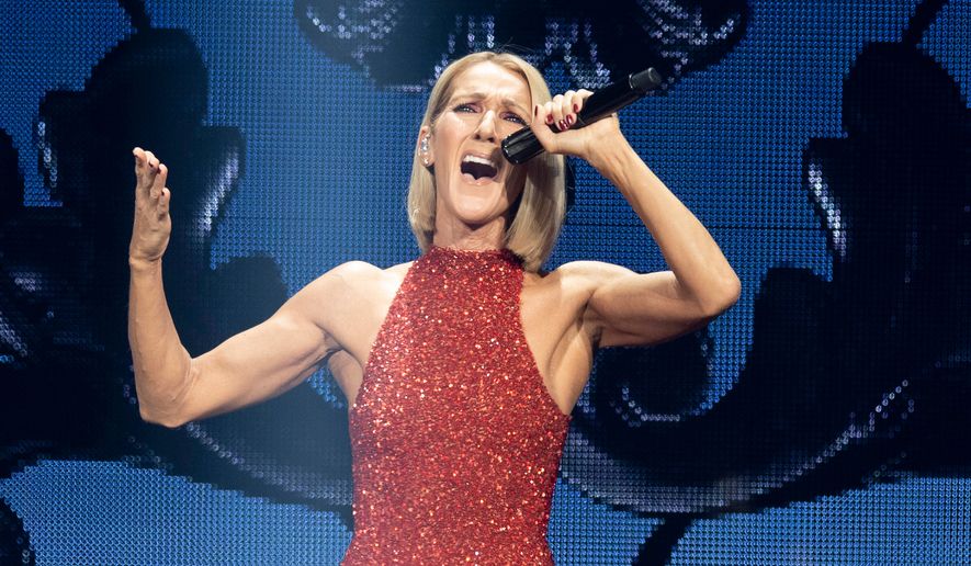 Singer Celine Dion performs during her first World Tour show called Courage at the Videotron Centre on Sept. 18, 2019, in Quebec City. (Jacques Boissinot/The Canadian Press via AP, File)