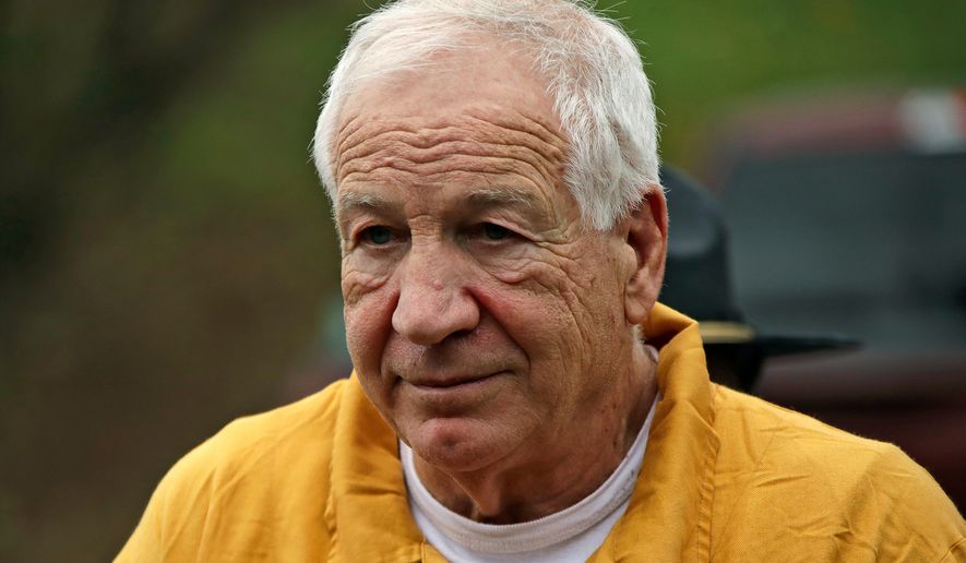 Former Penn State University assistant football coach Jerry Sandusky arrives at the Centre County Courthouse, Friday, Nov. 22, 2019, in Bellefonte, Pa. (AP Photo/Gene J. Puskar, File)