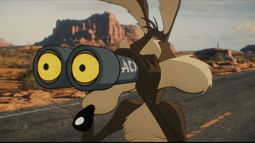 This image released by Ketchup Entertainment shows the character Wile E. Coyote, voiced by Eric Bauza, in a scene from "Coyote vs Acme." (Ketchup Entertainment via AP)