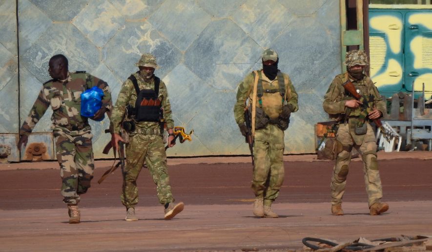 This undated photograph handed out by the French military shows Russian mercenaries in northern Mali. (French Army via AP) **FILE**