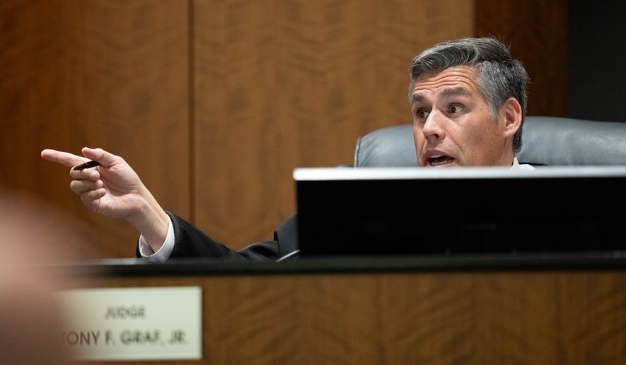 Fourth District Court Judge Tony Graf speaks during closing arguments for the preliminary hearing for Tyler Robinson, the Utah man accused of fatally shooting Charlie Kirk, at the 4th District Court in Provo on Tuesday, Sept. 1, 2026. (Francisco Kjolseth/The Salt Lake Tribune via AP, Pool)