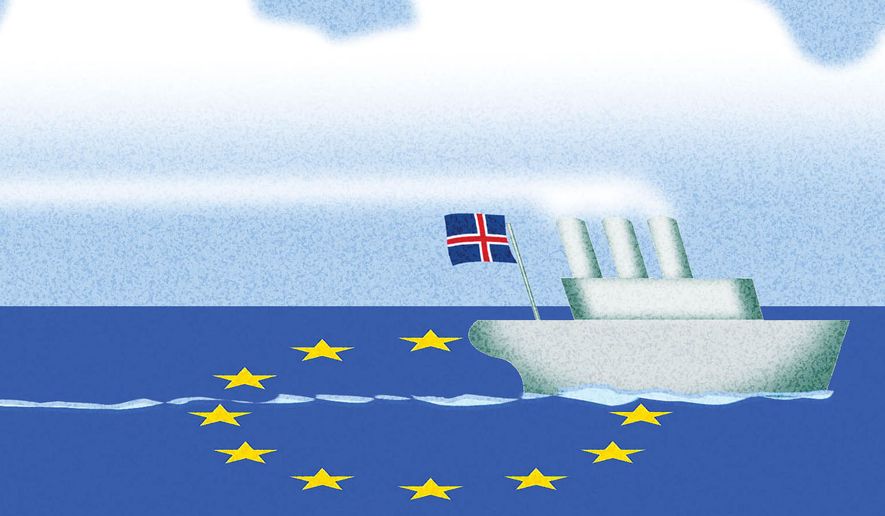Iceland and the European Union illustration by Alexander Hunter/The Washington Times