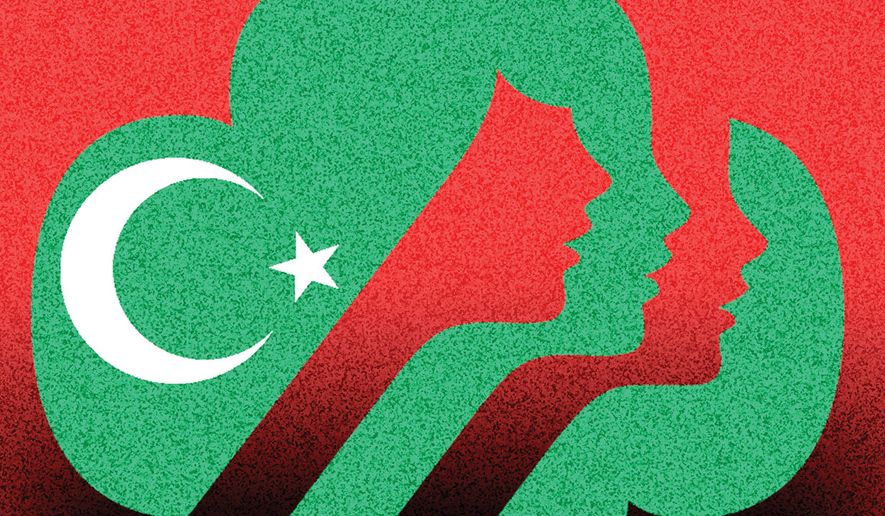 Islam and Girl Scouts of the USA illustration by Alexander Hunter/The Washington Times